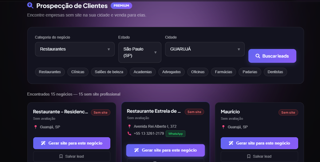 Dados reais de contato